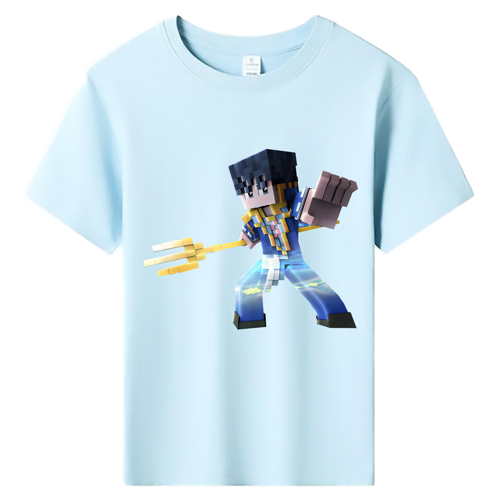（画像用） マインクラフト ブロックの世界 Minecraft MC Block world 綿100％キッズTシャツ（フロントプリント）